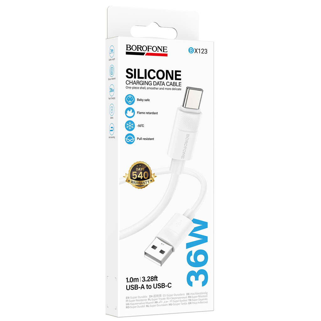 USB кабель Borofone BX123 Leya, Type-C, 1.0 м., Білий - № 4 USB кабель Borofone BX123 Leya, Type-C, 1.0 м., Білий - № 4