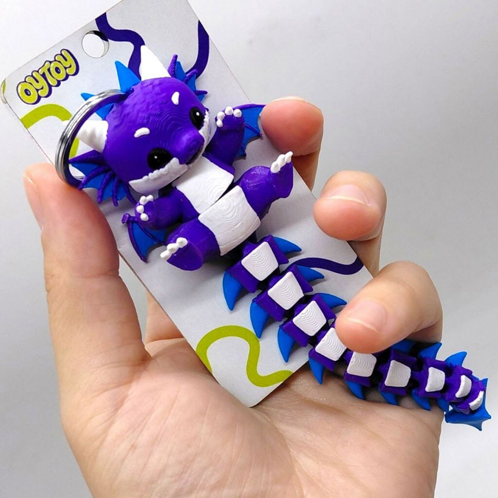 Брелок "Flexi Dragon Long Tail/ Дракон Хвостик", 3D печать, OYTOY - № 2 Брелок "Flexi Dragon Long Tail/ Дракон Хвостик", 3D печать, OYTOY - № 2