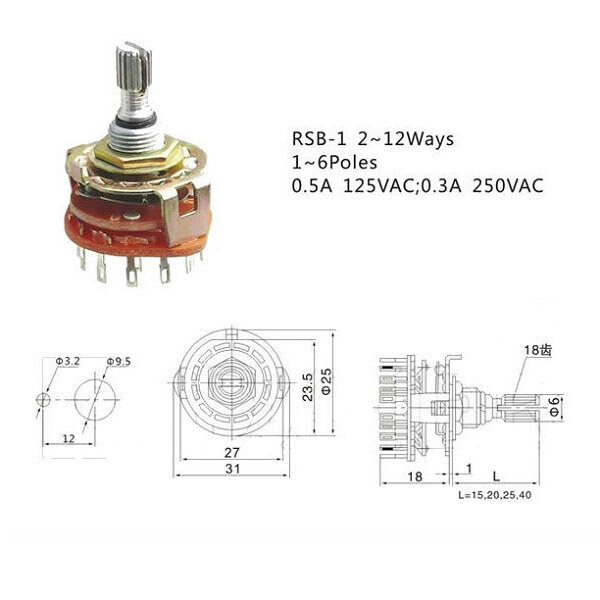Галетний перемикач RBS-1-304-20VS - № 4 Галетний перемикач RBS-1-304-20VS - № 4