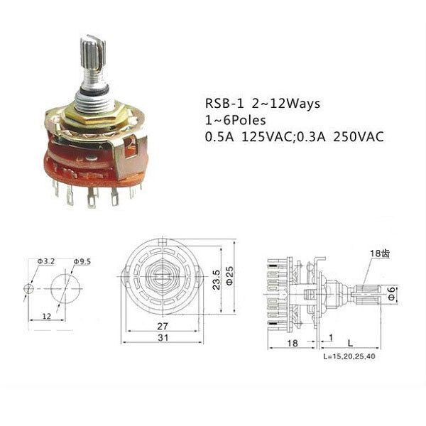 Галетный переключатель RBS-1-403-20VS - № 4 Галетный переключатель RBS-1-403-20VS - № 4