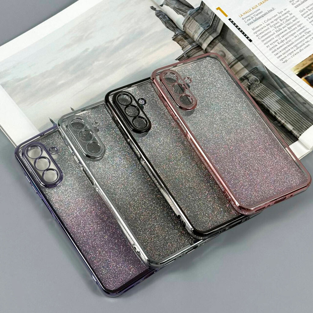 Чехол (накладка) Samsung Galaxy S24 / Galaxy S25, Ombre Glitter Chrome, Gray Chrome, Серый - № 7 Чехол (накладка) Samsung Galaxy S24 / Galaxy S25, Ombre Glitter Chrome, Gray Chrome, Серый - № 7
