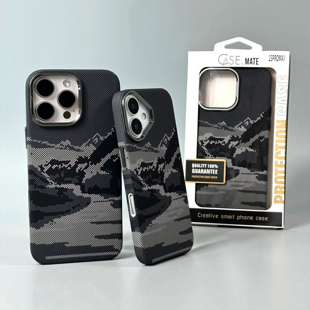 Чехол (накладка) Apple iPhone 13 Pro Max, Elite Carbon Matte Box, MagSafe, Silver Peaks, Рисунок - № 6 Чехол (накладка) Apple iPhone 13 Pro Max, Elite Carbon Matte Box, MagSafe, Silver Peaks, Рисунок - № 6