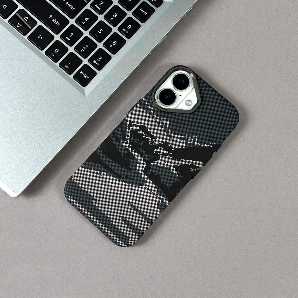 Чохол (накладка) Apple iPhone 14, Elite Carbon Matte Box, Black Pixels, MagSafe, Малюнок - № 4 Чохол (накладка) Apple iPhone 14, Elite Carbon Matte Box, Black Pixels, MagSafe, Малюнок - № 4