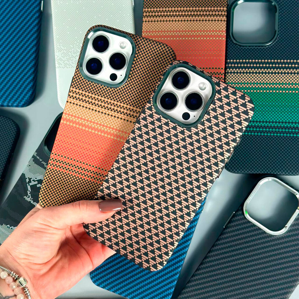 Чехол (накладка) Apple iPhone 13 Pro, Elite Carbon Matte Box, MagSafe, Biege Herringbone, Рисунок - № 4 Чехол (накладка) Apple iPhone 13 Pro, Elite Carbon Matte Box, MagSafe, Biege Herringbone, Рисунок - № 4