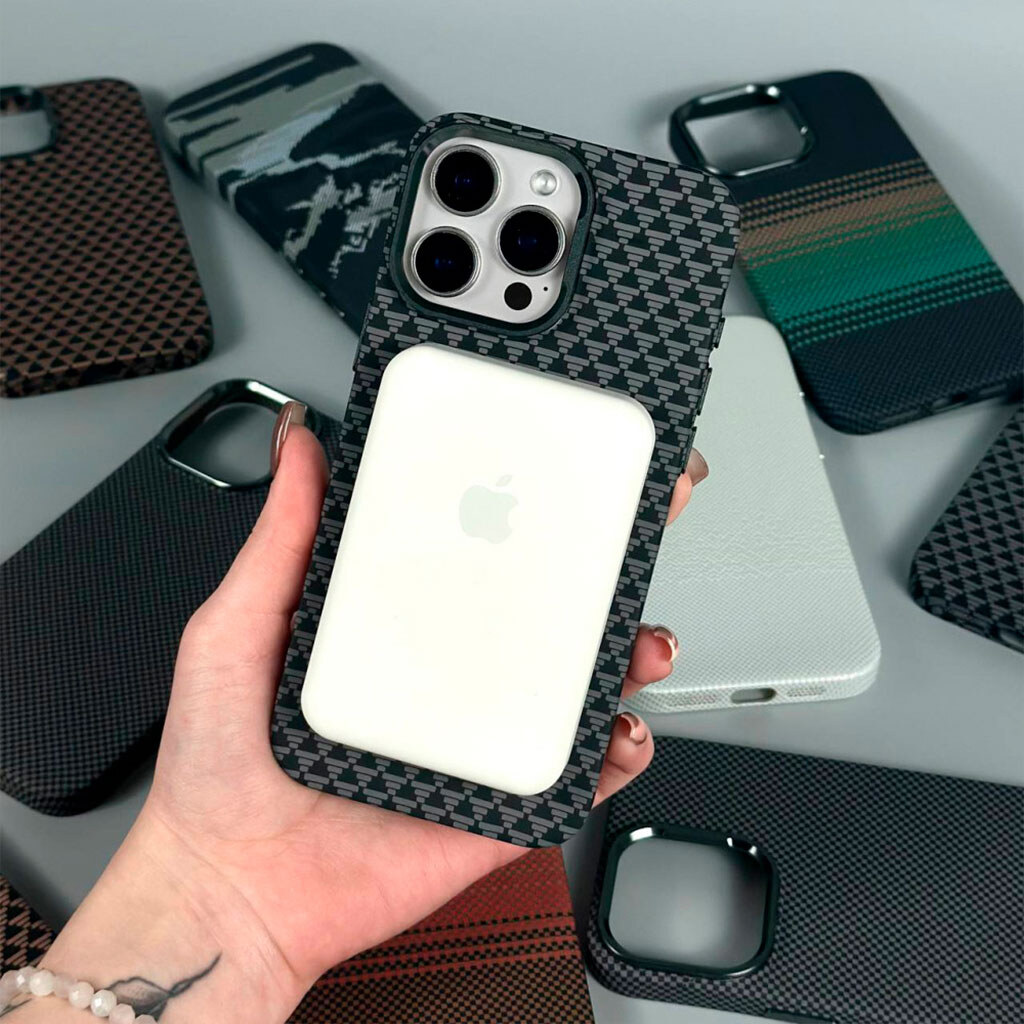 Чохол (накладка) Apple iPhone 15 Pro Max, Elite Carbon Matte Box, Biege Herringbone, MagSafe, Малюнок - № 3 Чохол (накладка) Apple iPhone 15 Pro Max, Elite Carbon Matte Box, Biege Herringbone, MagSafe, Малюнок - № 3