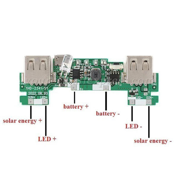 Зарядний пристрій для акумуляторів 2USB 5V2A SOLAR Power Bank Module - № 1 Зарядний пристрій для акумуляторів 2USB 5V2A SOLAR Power Bank Module - № 1