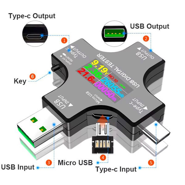 Вольтметр Bluetooth USB-TESTER - 3.1 Type-C - № 1 Вольтметр Bluetooth USB-TESTER - 3.1 Type-C - № 1