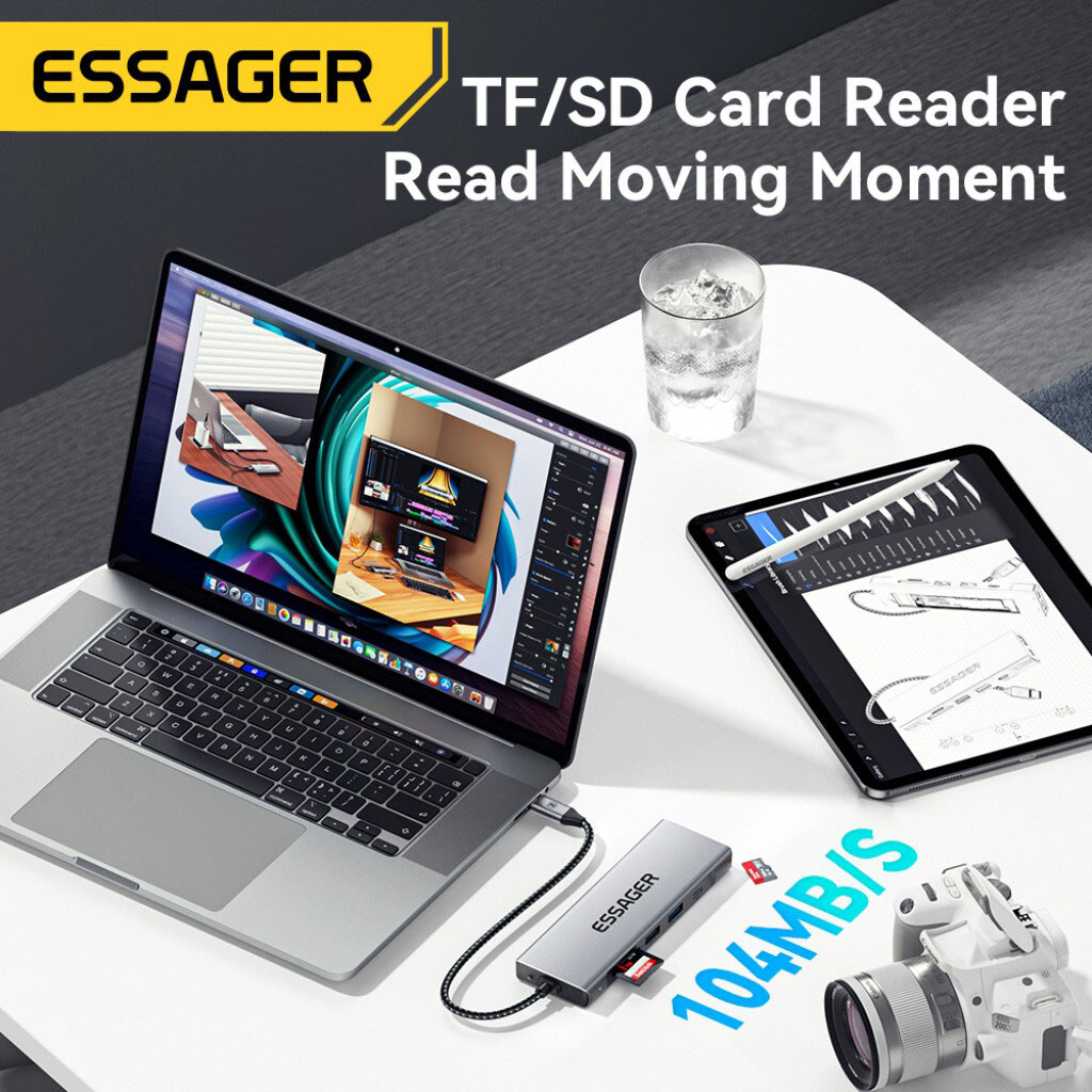 USB-хаб Essager EHB08-QK0G-Z, Серебряный - № 3 USB-хаб Essager EHB08-QK0G-Z, Серебряный - № 3