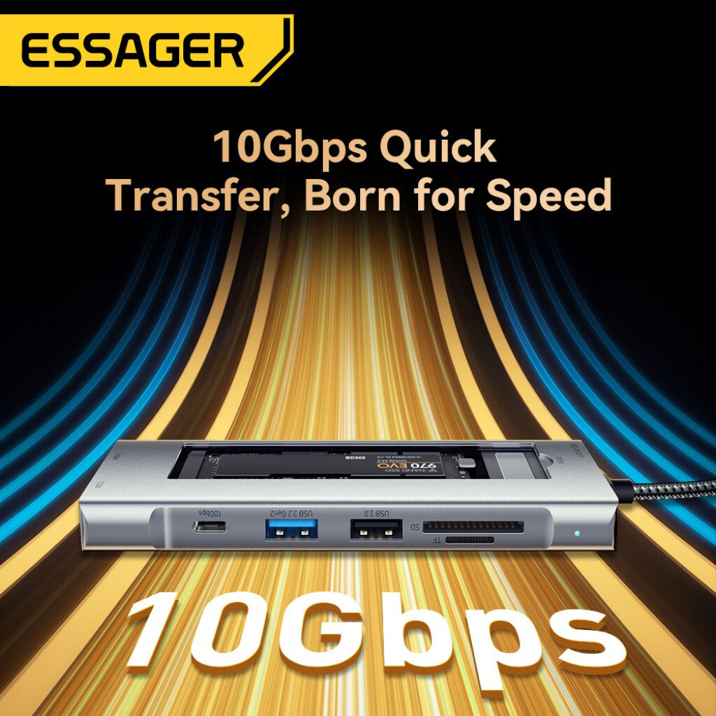 USB-хаб Essager EHB08-QK0G-Z, Серебряный - № 4 USB-хаб Essager EHB08-QK0G-Z, Серебряный - № 4