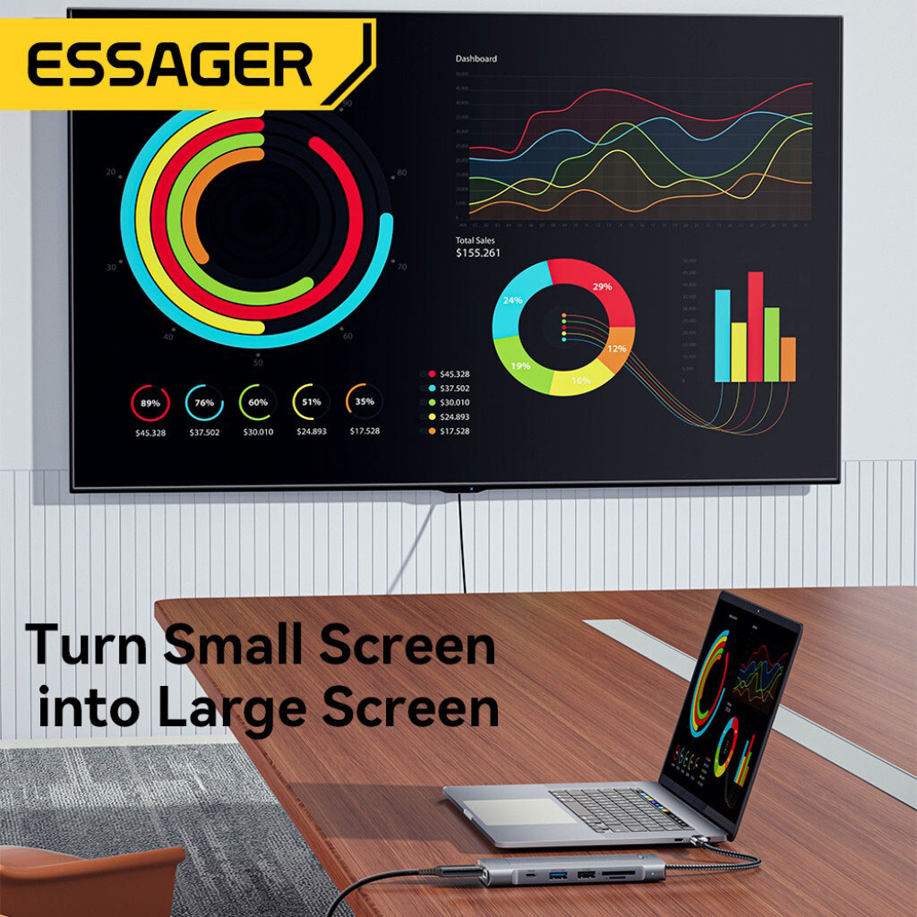 USB-хаб Essager EHB08-QK0G-Z, Серебряный - № 8 USB-хаб Essager EHB08-QK0G-Z, Серебряный - № 8