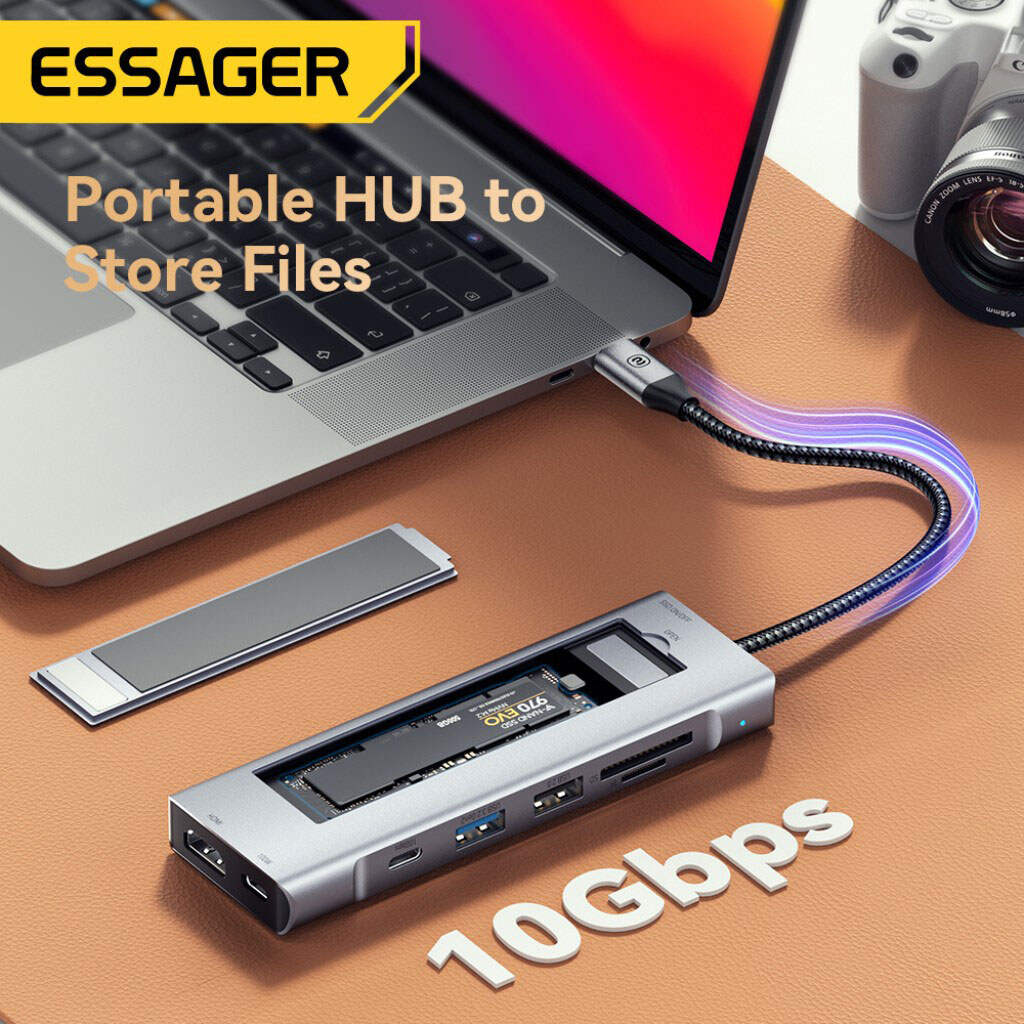 USB-хаб Essager EHB08-QK0G-Z, Серебряный - № 9 USB-хаб Essager EHB08-QK0G-Z, Серебряный - № 9