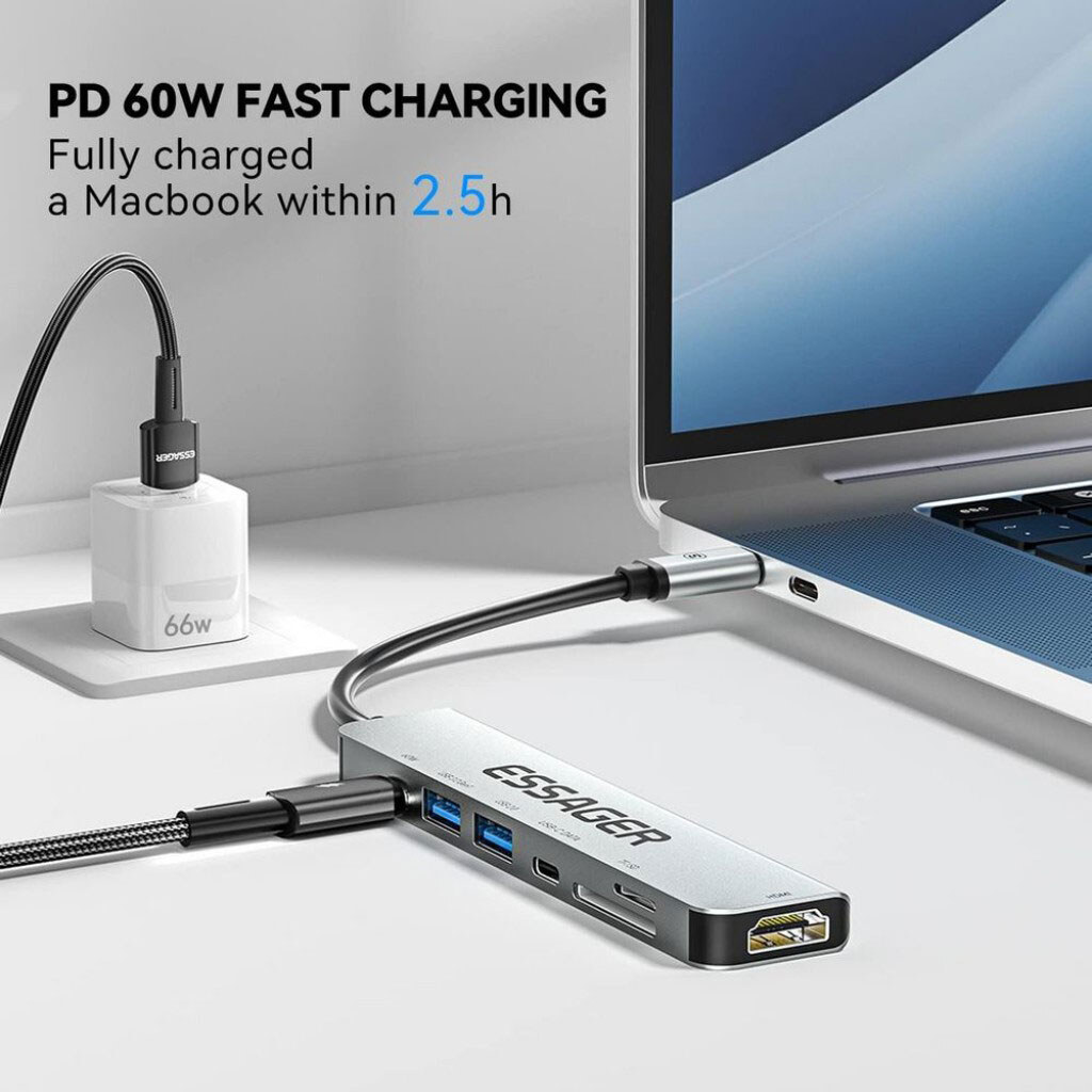 USB-хаб Essager QingHong EHB07-QH0G-Z, Сірий - № 3 USB-хаб Essager QingHong EHB07-QH0G-Z, Сірий - № 3