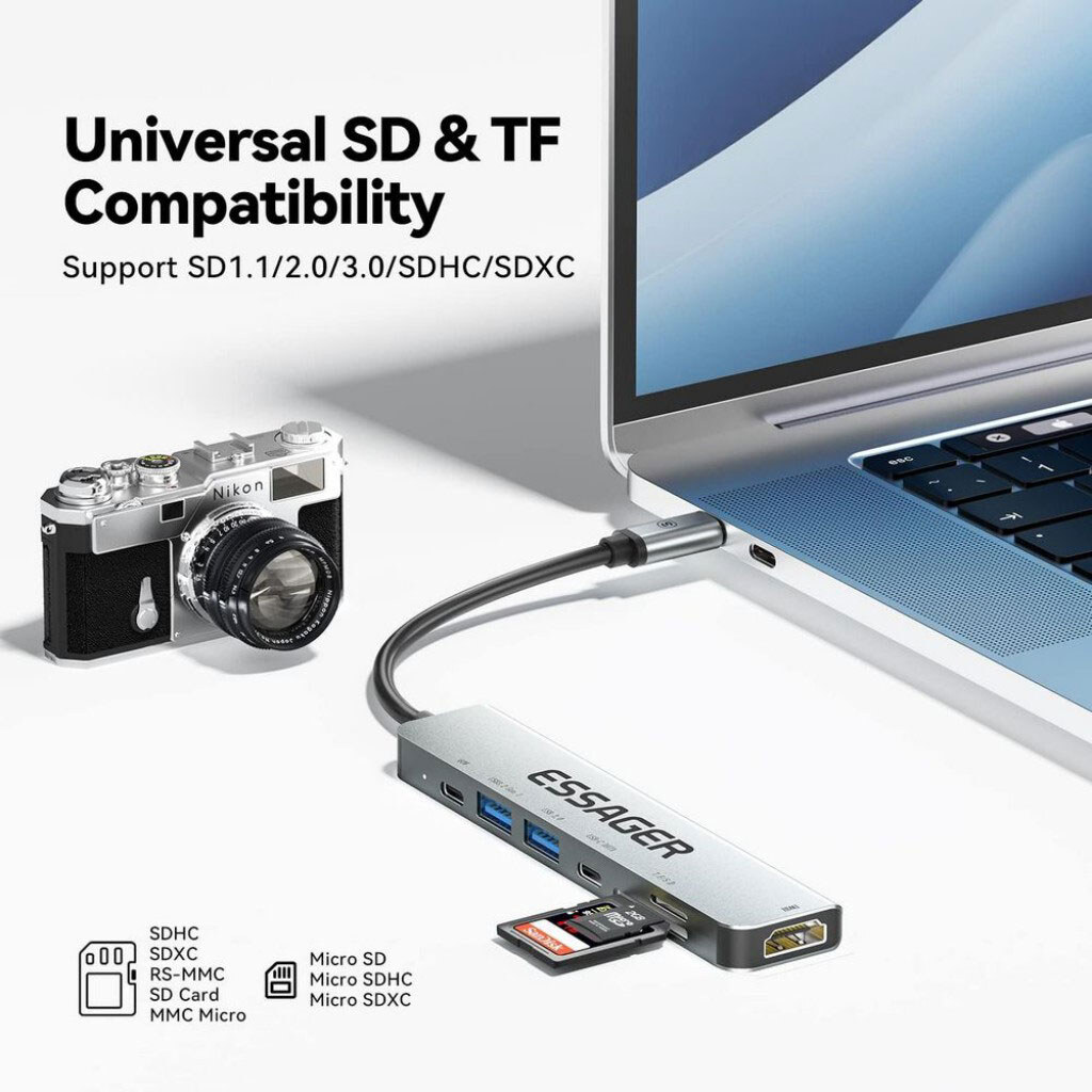 USB-хаб Essager QingHong EHB07-QH0G-Z, Сірий - № 4 USB-хаб Essager QingHong EHB07-QH0G-Z, Сірий - № 4