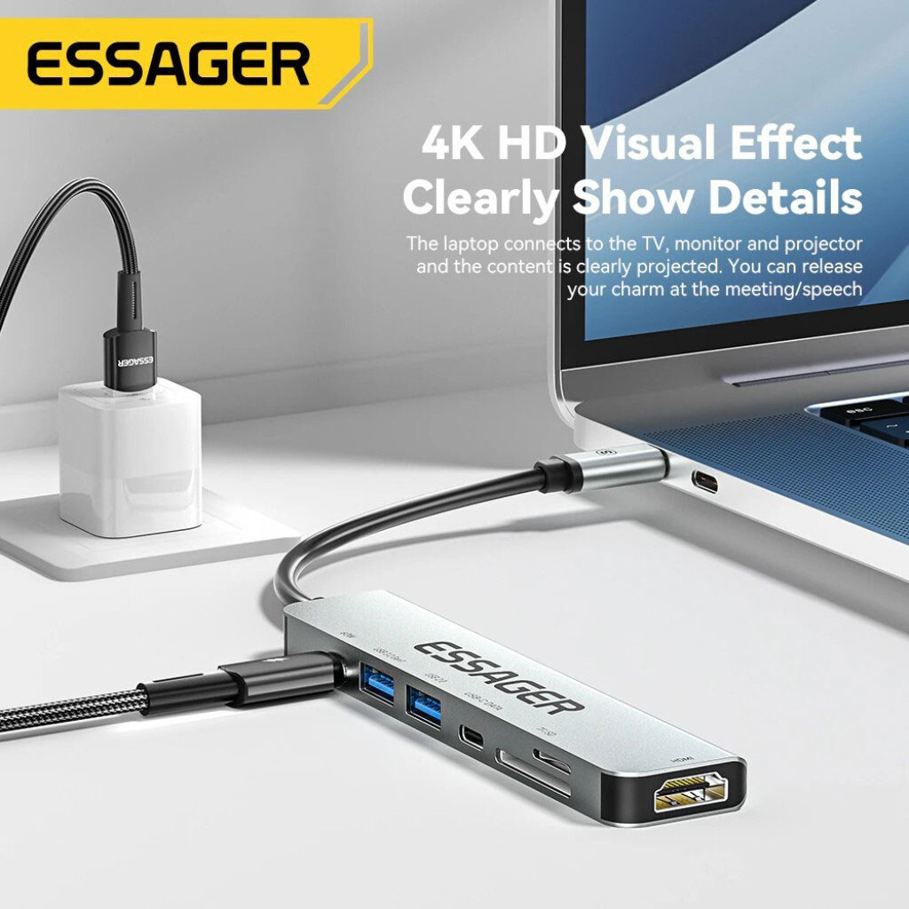 USB-хаб Essager QingHong EHB07-QH0G-Z, Сірий - № 5 USB-хаб Essager QingHong EHB07-QH0G-Z, Сірий - № 5