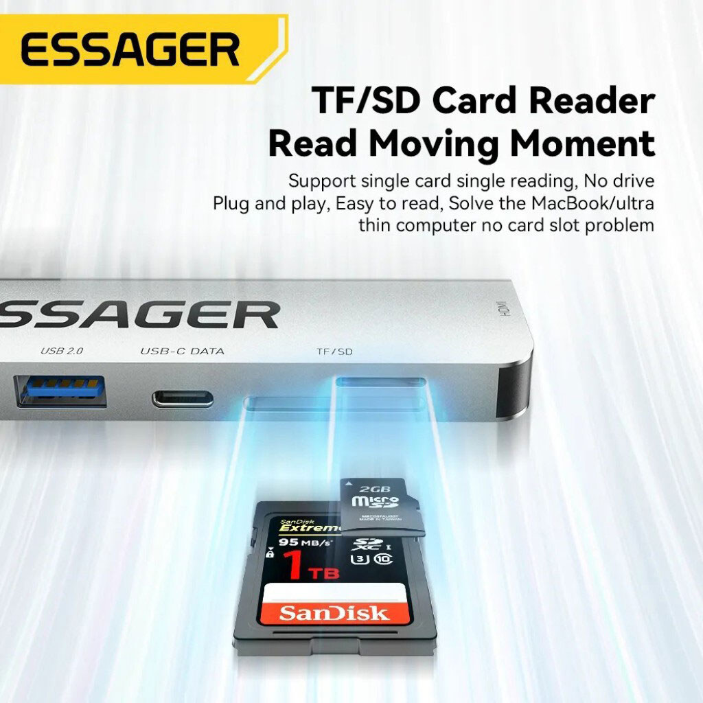 USB-хаб Essager QingHong EHB07-QH0G-Z, Сірий - № 7 USB-хаб Essager QingHong EHB07-QH0G-Z, Сірий - № 7