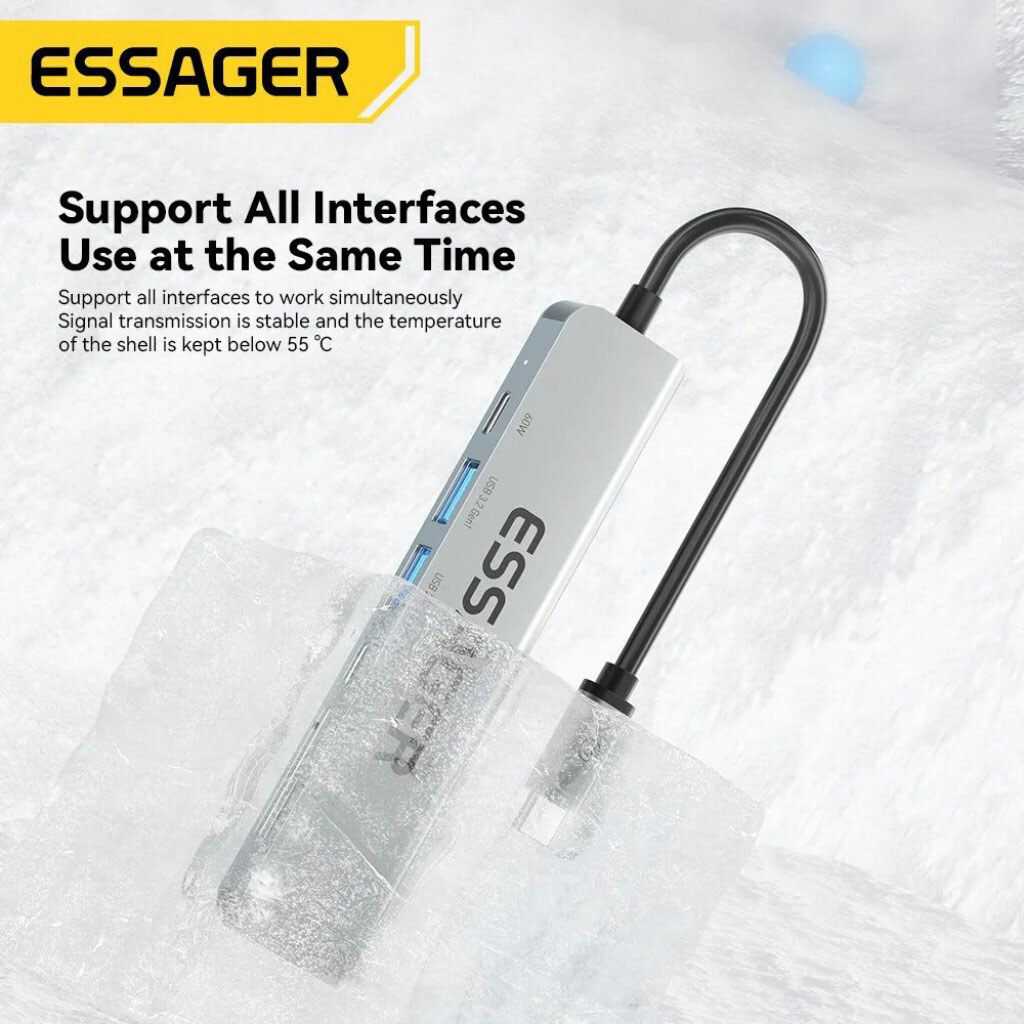 USB-хаб Essager QingHong EHB07-QH0G-Z, Сірий - № 9 USB-хаб Essager QingHong EHB07-QH0G-Z, Сірий - № 9