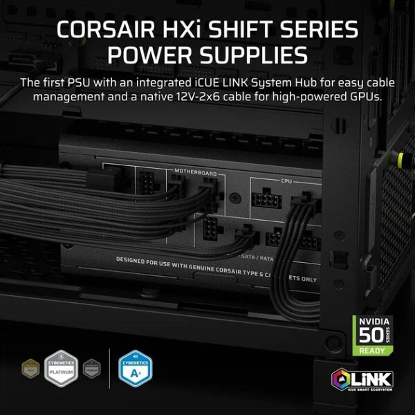 Блок питания для корпусов Corsair HX1000i Shift ATX 3.1, Черный - № 3 Блок питания для корпусов Corsair HX1000i Shift ATX 3.1, Черный - № 3