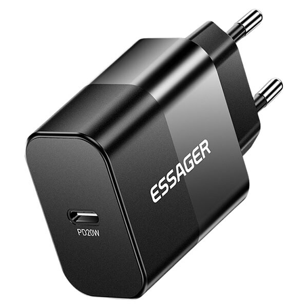 СЗУ Essager Travel Charger E20JSB1-SYTT1-T, С кабелем, Type-C, Черный - № 4 СЗУ Essager Travel Charger E20JSB1-SYTT1-T, С кабелем, Type-C, Черный - № 4