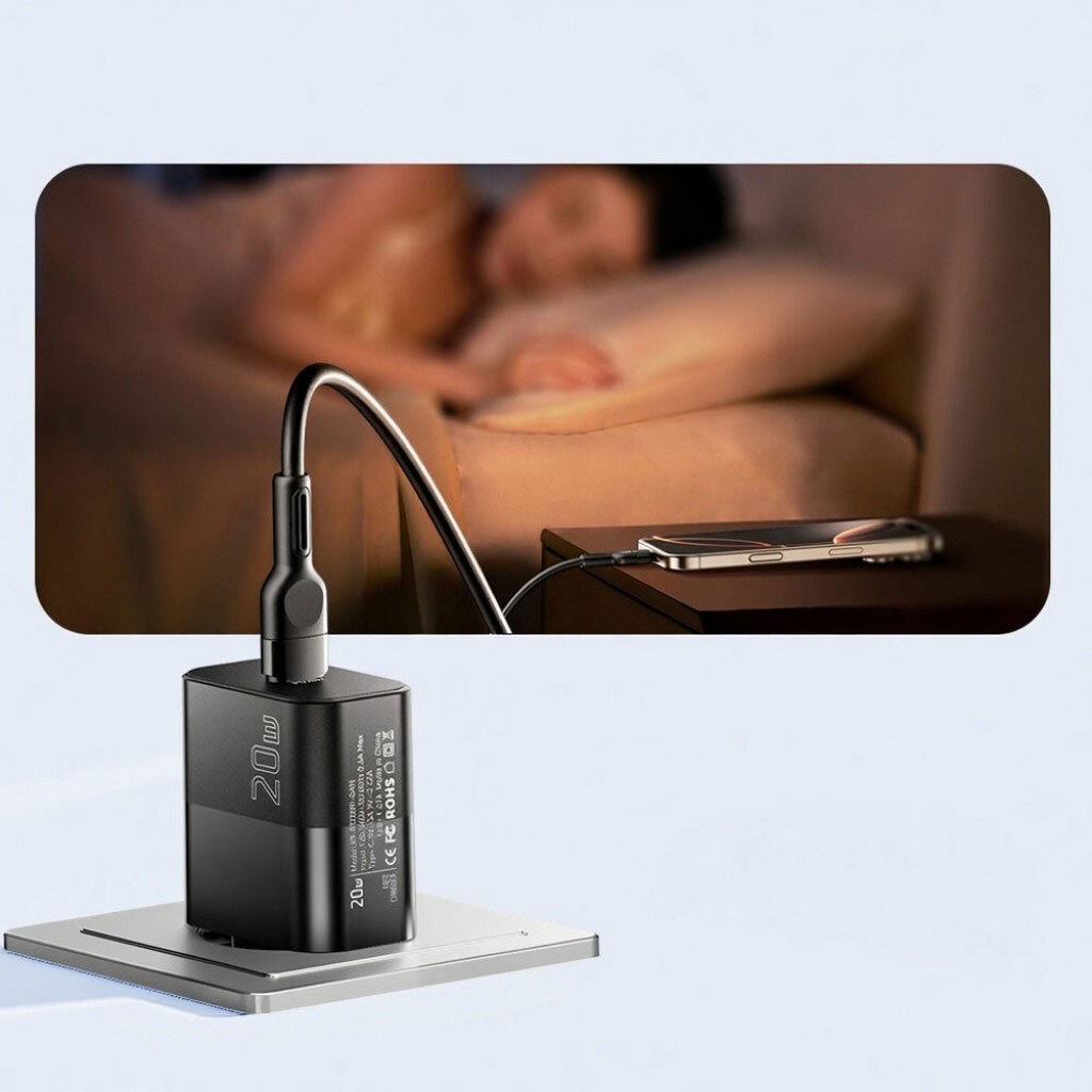 СЗУ Essager Travel Charger E20JSB1-SYTT1-T, С кабелем, Type-C, Черный - № 6 СЗУ Essager Travel Charger E20JSB1-SYTT1-T, С кабелем, Type-C, Черный - № 6