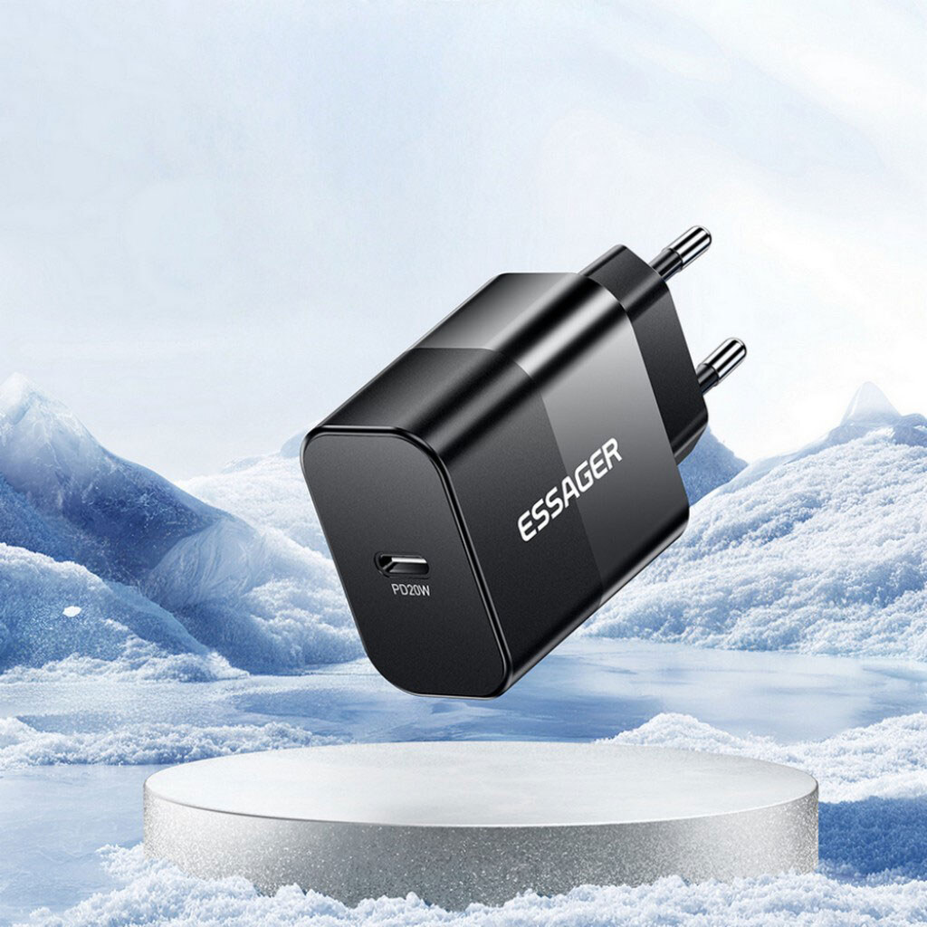 СЗУ Essager Travel Charger E20JSB1-SYTT1-T, С кабелем, Type-C, Черный - № 7 СЗУ Essager Travel Charger E20JSB1-SYTT1-T, С кабелем, Type-C, Черный - № 7