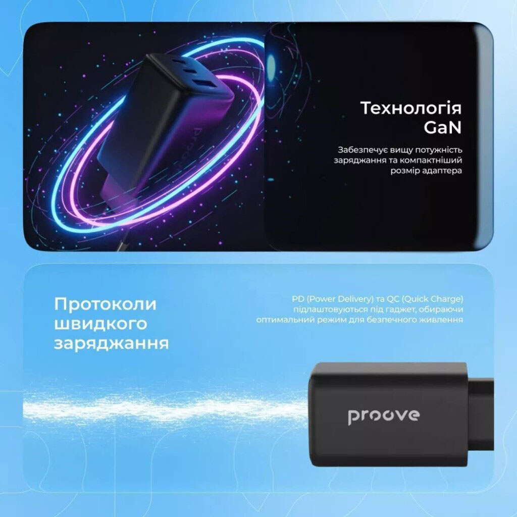 СЗУ Proove Pocket GaN WCPG65121201, Черный - № 8 СЗУ Proove Pocket GaN WCPG65121201, Черный - № 8