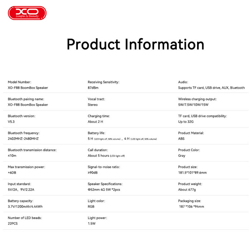 Портативная колонка XO F88, Серый - № 7 Портативная колонка XO F88, Серый - № 7