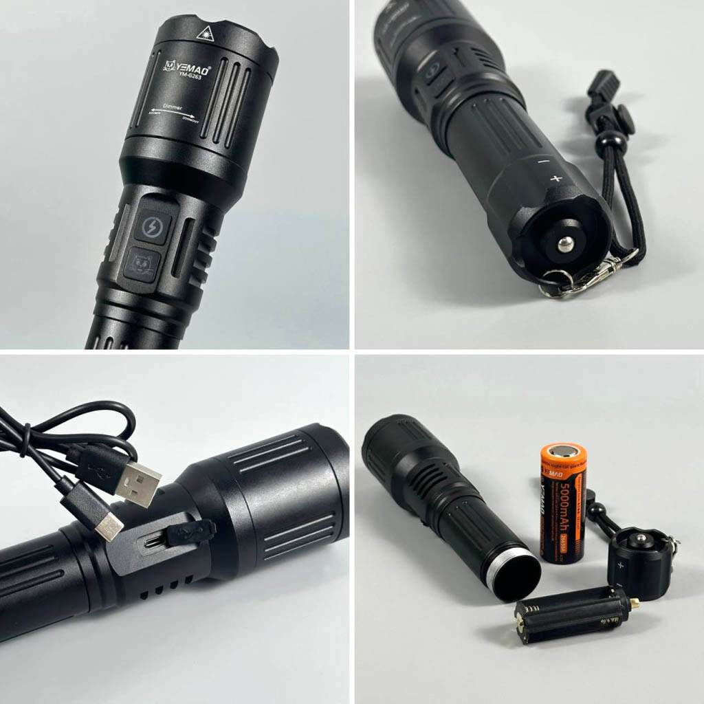 Фонарик Yemao YM-G263, Черный - № 3 Фонарик Yemao YM-G263, Черный - № 3