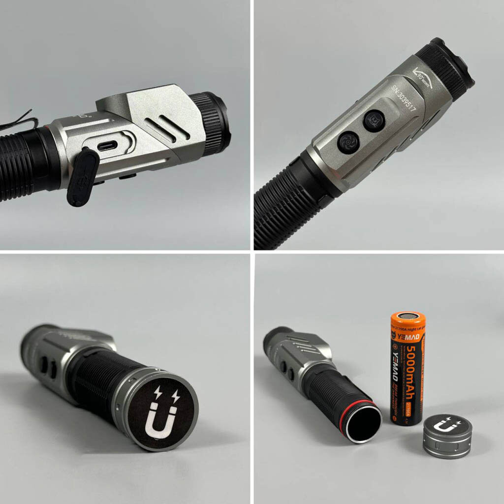 Тактичний ліхтар Yemao YM-F303X, Сірий - № 4 Тактичний ліхтар Yemao YM-F303X, Сірий - № 4