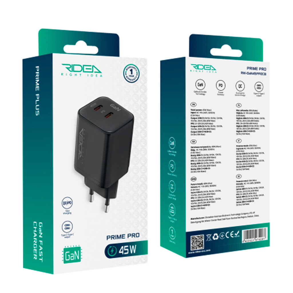 СЗУ Ridea RW-GaN45PP2C Prime Pro, Чорний - № 3 СЗУ Ridea RW-GaN45PP2C Prime Pro, Чорний - № 3