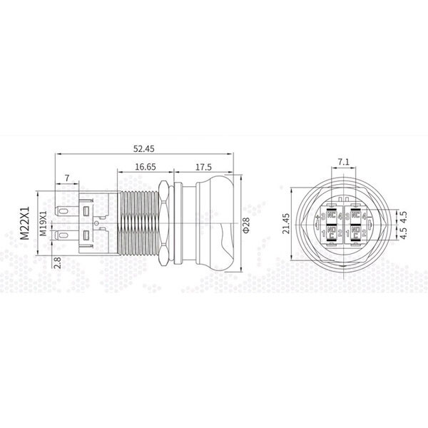 Кнопка антивандальна LB19M5.2-M22Z-N - № 2 Кнопка антивандальна LB19M5.2-M22Z-N - № 2