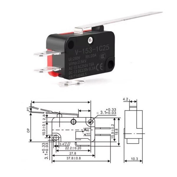 Мікроперемикач V-153-1C25 - № 2 Мікроперемикач V-153-1C25 - № 2