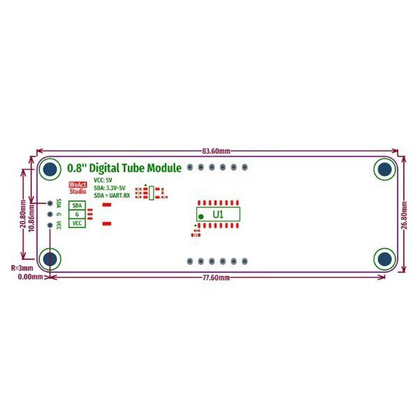 Отладочная плата TM1652 0.8 Inch 8.8:8.8. GREEN - № 2 Отладочная плата TM1652 0.8 Inch 8.8:8.8. GREEN - № 2