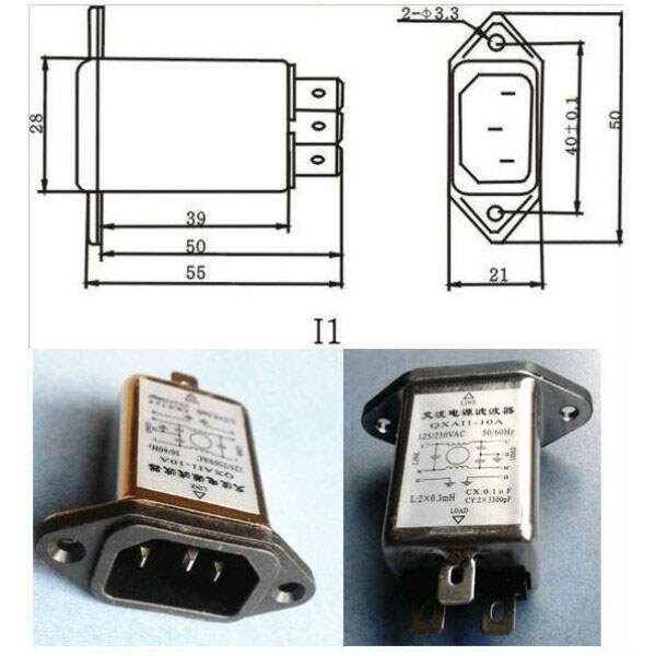 Фільтр гніздо C14 6A 250VAC - № 3 Фільтр гніздо C14 6A 250VAC - № 3