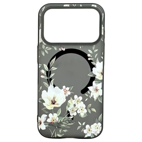 Чохол (накладка) Apple iPhone 15, Matte Spring Bloom, MagSafe, Чорний - № 1 Чохол (накладка) Apple iPhone 15, Matte Spring Bloom, MagSafe, Чорний - № 1