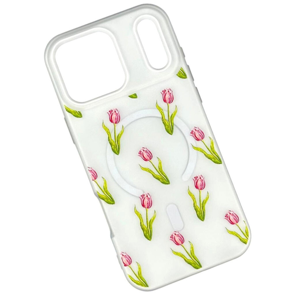 Чохол (накладка) Apple iPhone 15, Matte Summer Vibe, White Tulips, MagSafe, Малюнок - № 1 Чохол (накладка) Apple iPhone 15, Matte Summer Vibe, White Tulips, MagSafe, Малюнок - № 1