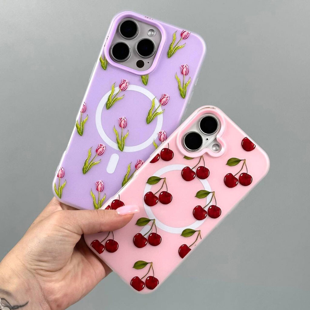 Чохол (накладка) Samsung Galaxy S25 Ultra, Matte Summer Vibe, Pink Cherries, MagSafe, Малюнок - № 6 Чохол (накладка) Samsung Galaxy S25 Ultra, Matte Summer Vibe, Pink Cherries, MagSafe, Малюнок - № 6