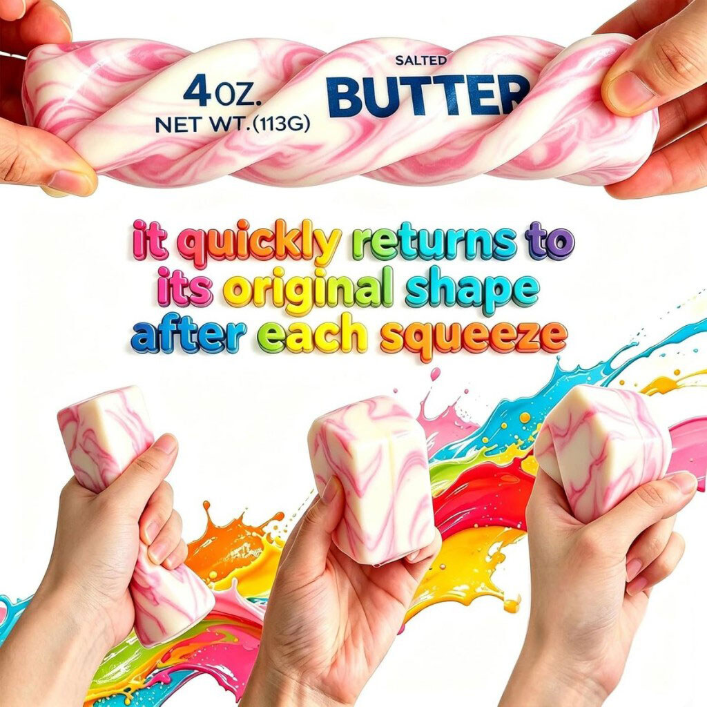 Сквиш-антистресс "Масло, butter squishy", мрамор, 14 см, микс цветов, Mic - № 4 Сквиш-антистресс "Масло, butter squishy", мрамор, 14 см, микс цветов, Mic - № 4