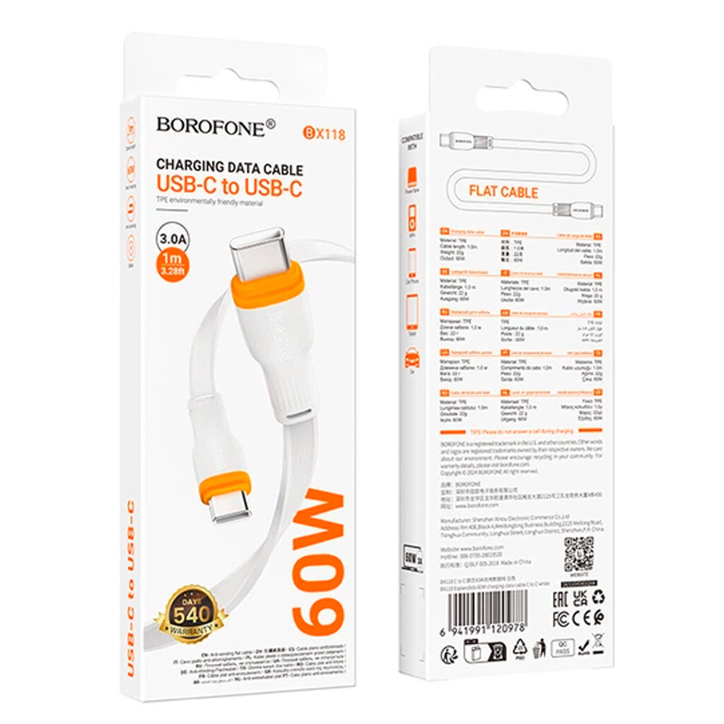 USB кабель Borofone BX118 Esplendido, Type-C, 1.0 м., Білий - № 4 USB кабель Borofone BX118 Esplendido, Type-C, 1.0 м., Білий - № 4