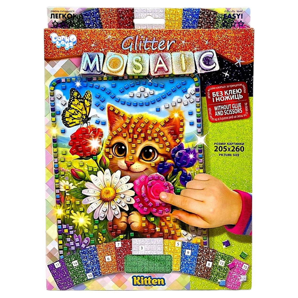 Креативна творчість "GLITTER MOSAIC: KITTEN", Dankotoys - № 1 Креативна творчість "GLITTER MOSAIC: KITTEN", Dankotoys - № 1