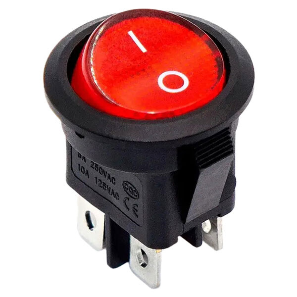 Переключатель клавишный KCD1-224/4P-LED, Красный - № 1 Переключатель клавишный KCD1-224/4P-LED, Красный - № 1
