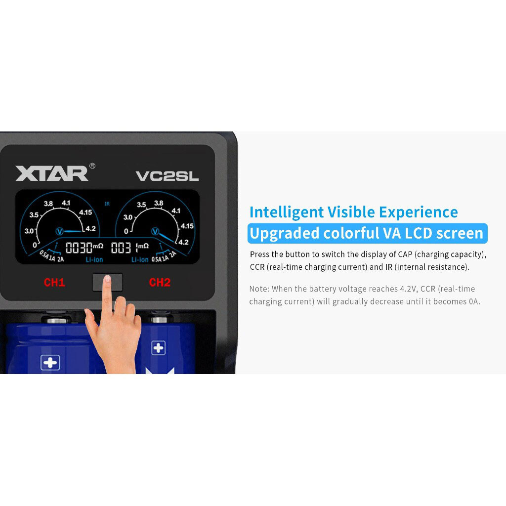 Зарядний пристрій Xtar VC2SL, Чорний - № 7 Зарядний пристрій Xtar VC2SL, Чорний - № 7