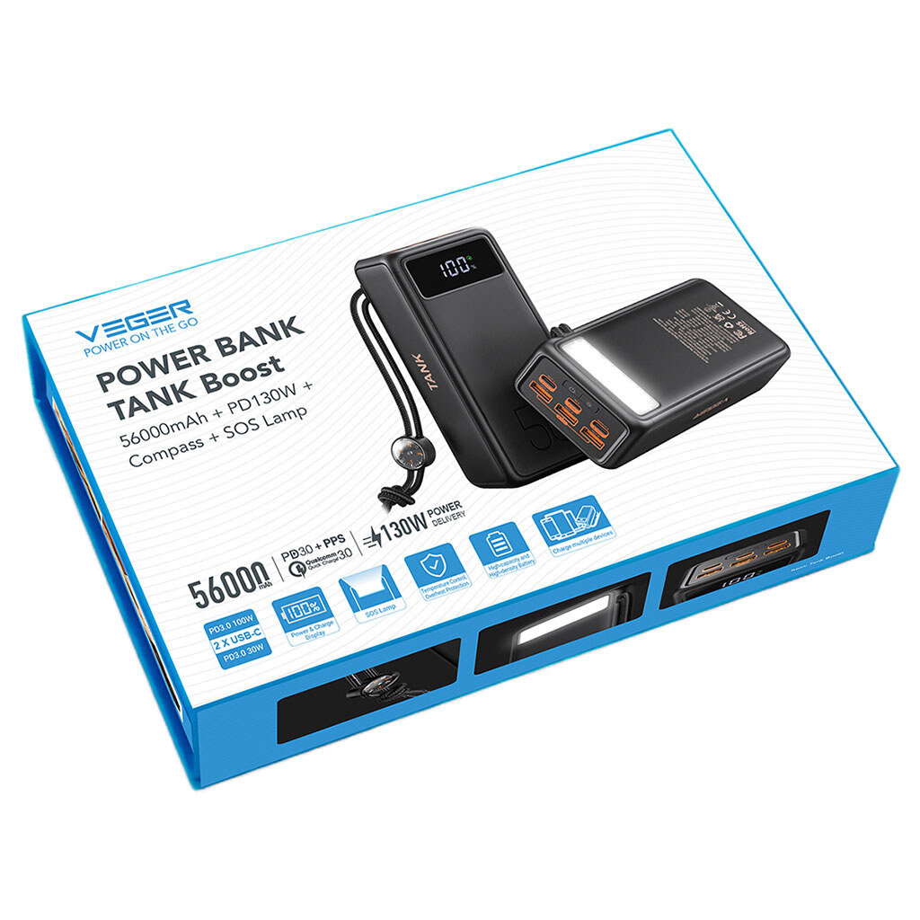 Портативная батарея (Power Bank) Veger W5001C, 56000 mAh, Черный - № 4 Портативная батарея (Power Bank) Veger W5001C, 56000 mAh, Черный - № 4