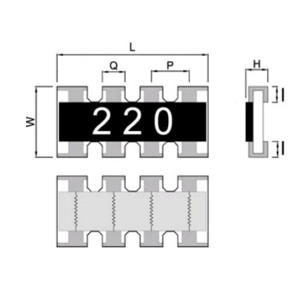 Резисторная сборка SMD YC124-JR-0710KL - № 1 Резисторная сборка SMD YC124-JR-0710KL - № 1