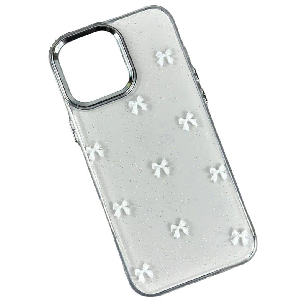 Чохол (накладка) Apple iPhone 16 Pro Max, Shiny Crystal Colored Bow, White Bows, Малюнок - № 1 Чохол (накладка) Apple iPhone 16 Pro Max, Shiny Crystal Colored Bow, White Bows, Малюнок - № 1