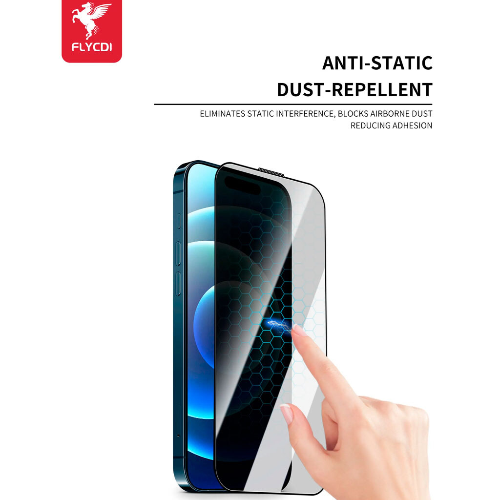 Защитное стекло Apple iPhone 14 Pro, FLYCDI, Антишпион, Черный - № 4 Защитное стекло Apple iPhone 14 Pro, FLYCDI, Антишпион, Черный - № 4