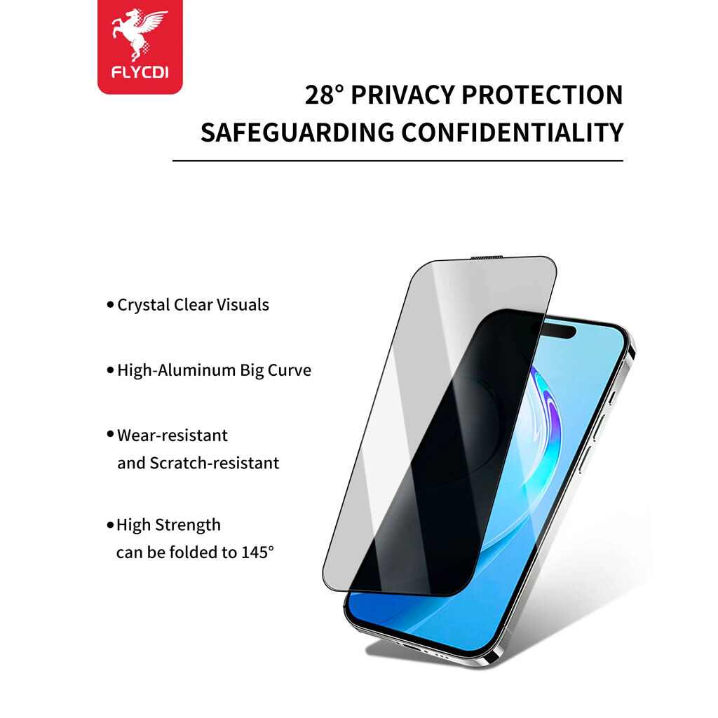 Защитное стекло Apple iPhone 14 Pro, FLYCDI, Антишпион, Черный - № 5 Защитное стекло Apple iPhone 14 Pro, FLYCDI, Антишпион, Черный - № 5
