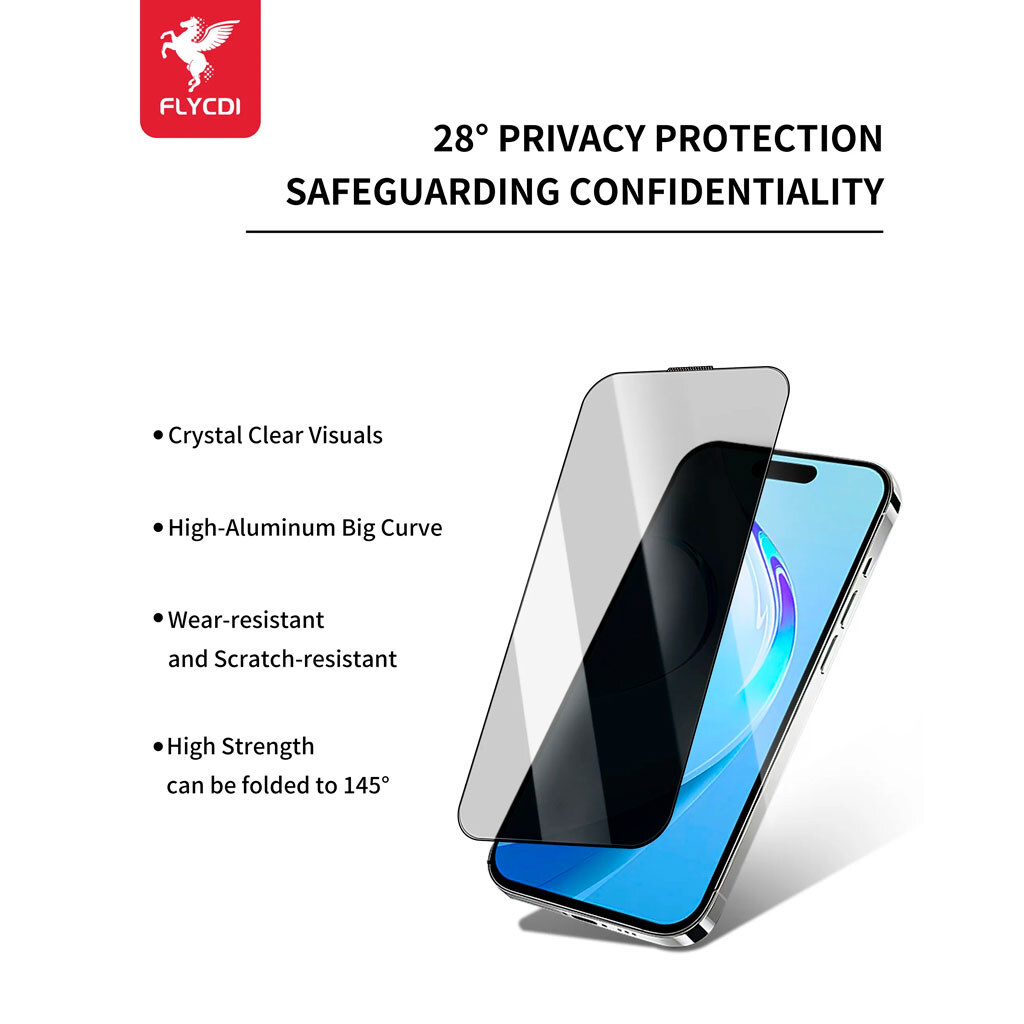 Защитное стекло Apple iPhone 15 / iPhone 16, FLYCDI, Антишпион, Черный - № 7 Защитное стекло Apple iPhone 15 / iPhone 16, FLYCDI, Антишпион, Черный - № 7