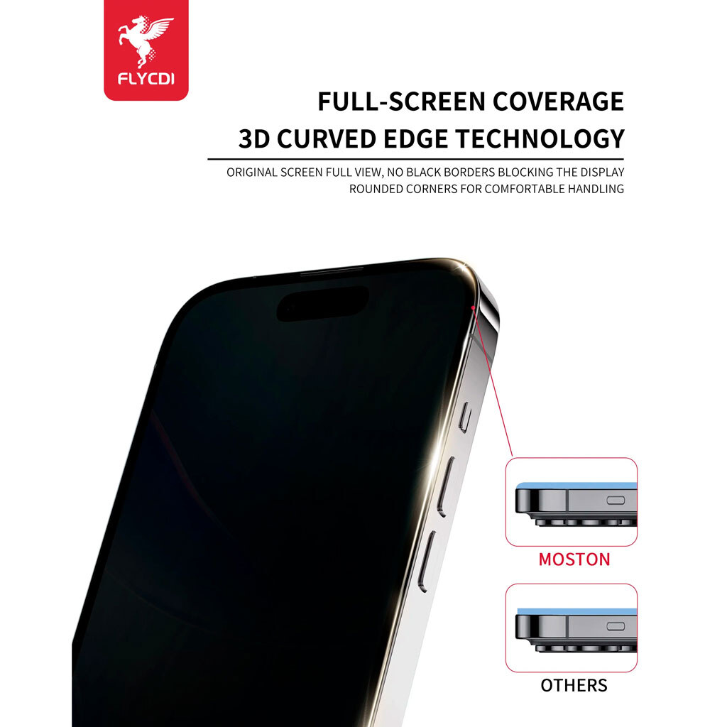 Защитное стекло Apple iPhone 16 Pro, FLYCDI, Антишпион, Черный - № 3 Защитное стекло Apple iPhone 16 Pro, FLYCDI, Антишпион, Черный - № 3