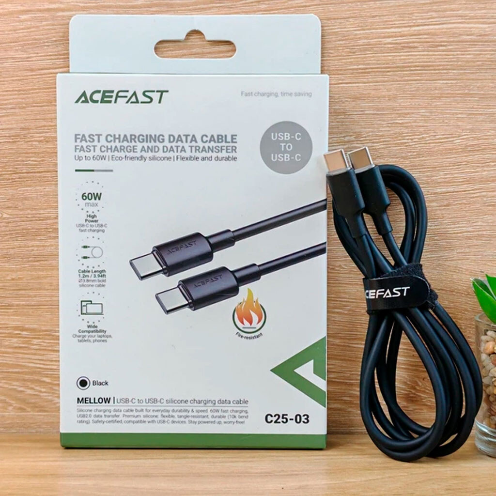 USB кабель AceFast C25-03, Type-C, 1.2 м., Чорний - № 4 USB кабель AceFast C25-03, Type-C, 1.2 м., Чорний - № 4