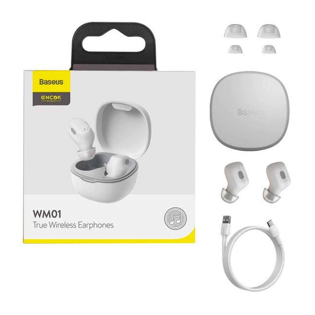 Bluetooth-гарнітура Baseus NGWM01/NGTW24 WM01, Стерео, Білий - № 5 Bluetooth-гарнітура Baseus NGWM01/NGTW24 WM01, Стерео, Білий - № 5